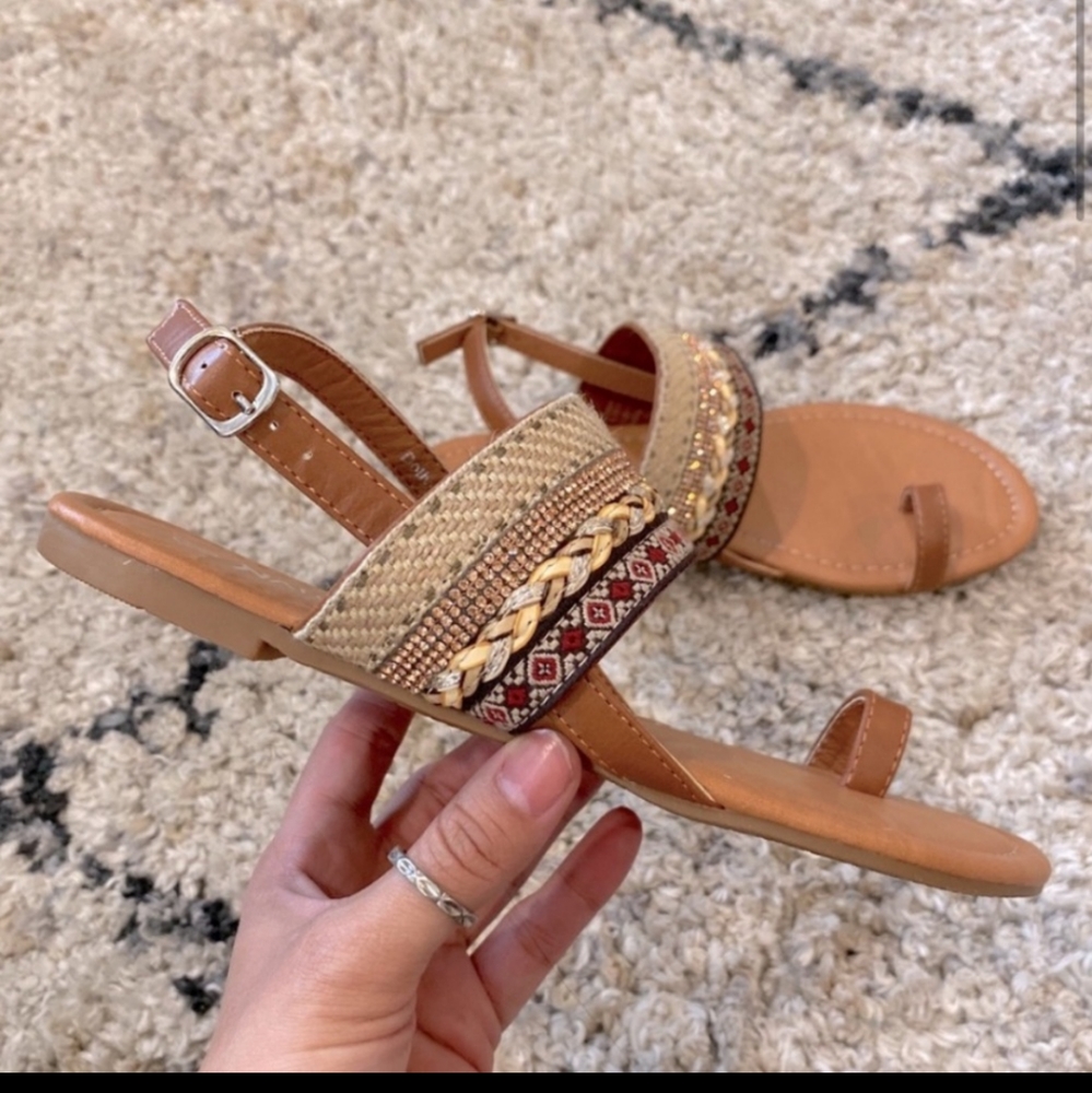 Vegan leather tribal sandals